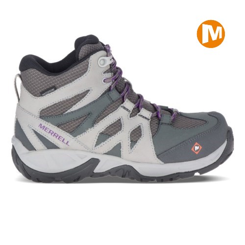 Merrell Siren Mid Waterproof Alloy Toe Sicherheitsschuhe Damen Grau/Weiß [DE-SONTL]